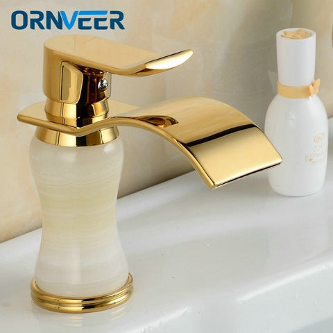 Free Shipping Fancy Style Gold Plated Bathroom Sink Mixer Tap