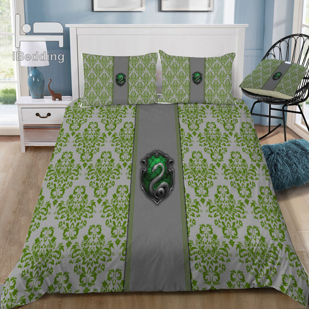 Fashion Green Cartoon Potter Movie Classic 3d Bedding Set Printed