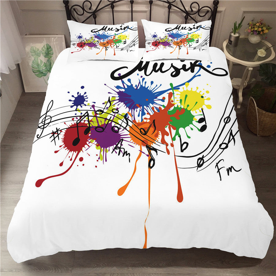 A Bedding Set 3d Printed Duvet Cover Bed Set Musical Note Home