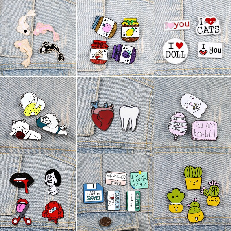 enamel brooches and pins