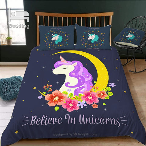 New Unicorn Rainbow Colors Gift 3d Bedding Set Printed Duvet Cover