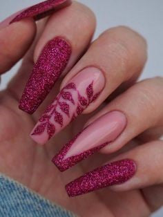 Red Plant Nail Design