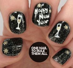 Letter Happy New Year Nail Design