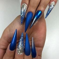 Blue Metallic Nail Designs