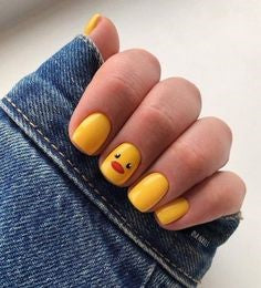  Cute Little Yellow Duck Short Nail Idea