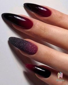 Burgundy Ombre Nail Design