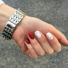 Red Marble nails