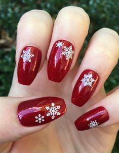 Snowflake Red Nails