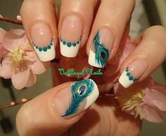 French Peacock Feather Nail Designs
