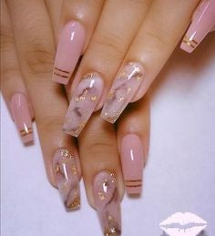 Gold Sequins and Pink Nail Design