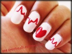 Heart Beat Nail Design for Valentine's Day