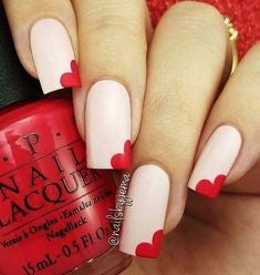 Corner Love Nail Design for Valentine's Day