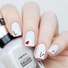 Simple Letter Nail Design for Valentine's Day