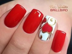 Red and Gold Nail Design for Valentine's Day