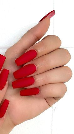Red Acrylic Coffin Nail Design