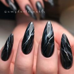 Newest Nail Designs-15 Black Marble nails