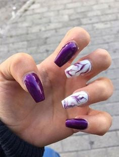 Newest Nail Designs-16 Purple Marble nails