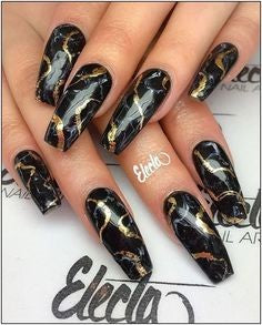  Newest Nail Designs-18 Gold Marble nails
