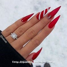 Newest Nail Designs-31 Christmas Red stiletto nails