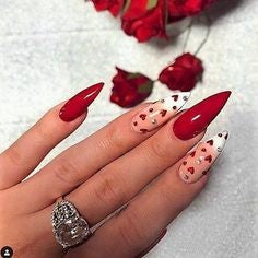 Newest Nail Designs-34 Valentine's Day stiletto nails