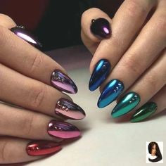  Newest Nail Designs-58 Colorful Metallic nails