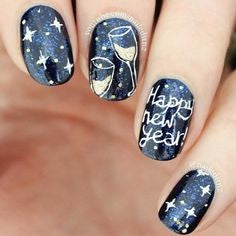 New Year letter Nail Design