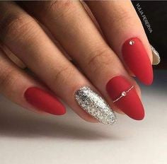 red and silver nails designs