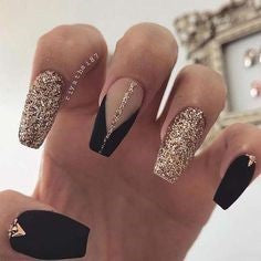 Gold jewelry nail design