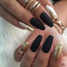 Metallic gold nail design
