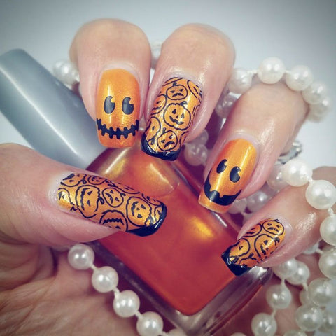 Halloween Pumpkin Nail Art Stamping Plate Skull Spider Design For Mani ...