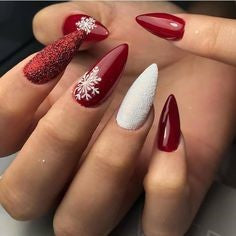 Red Stiletto Acrylic Nail Design