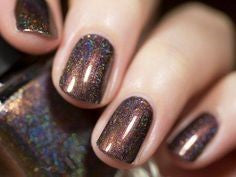 Brown Holographic Nail Design