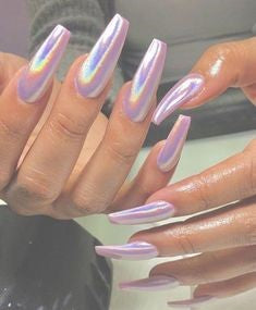 White Holographic Nail Design