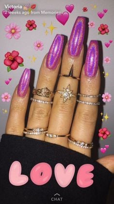 Pink Holographic Nail Design