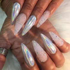 Nude Holographic Nail Design