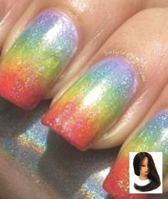 Rainbow Holographic Nail Design