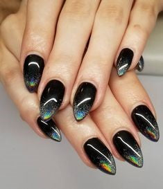 Black Holographic Nail Design