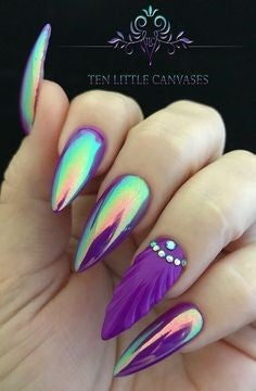 Seashell Holographic Nail Design