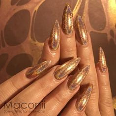 Gold Holographic Nail Design