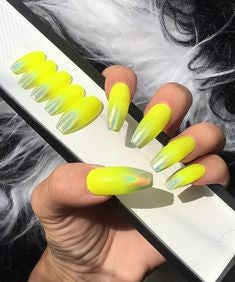 Yellow Holographic Nail Design