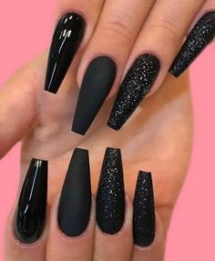 Black Coffin Nail Design