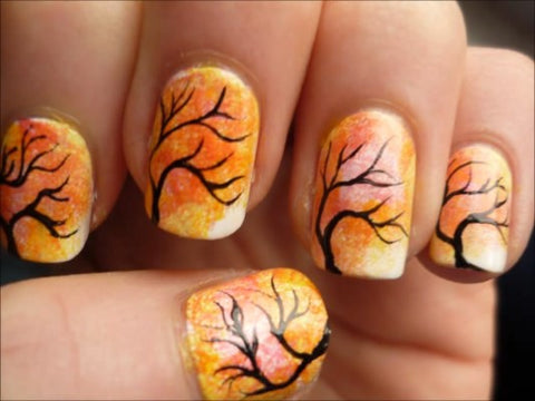 Pretty Tree Nails For Autumn