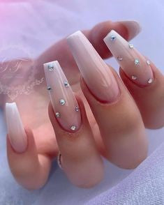 Pink Nails With Rhinestones4