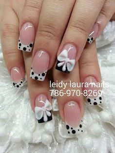 Butterfly black and white nail design