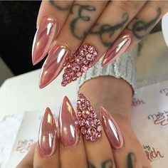 Rose Gold Chrome Nail Design-1