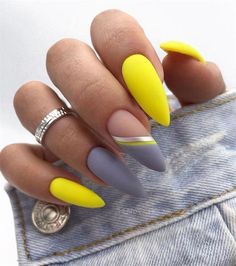 Pretty Nail Design-18 Yellow Stiletto nails