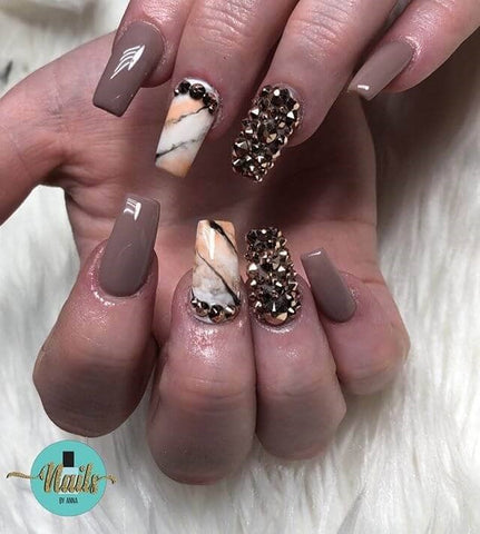 Flower Nail Design Closeup Of A Black Manicure On Long Sharp Nails On A  Flower Background With A Painted Flower Design Stock Photo - Download Image  Now - iStock