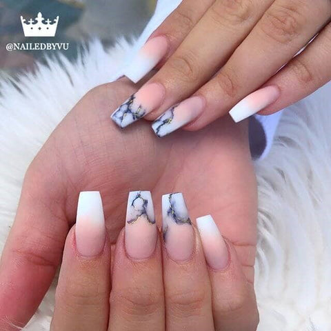 MArble look acrylic nails