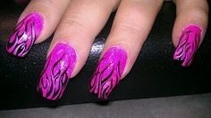 Pink flame nail design