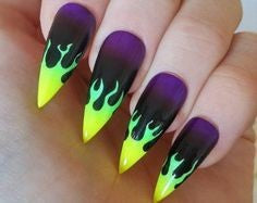 Matte flame nail design